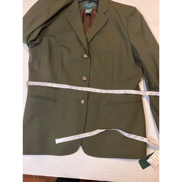 VTG-NWT-Ralph Lauren Women equestrian buttons blazer jacket wool Olive Green 14P - Picture 15 of 16